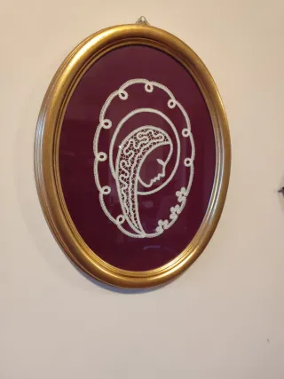 Quadro Vergine Maria Tombolo Ricamato