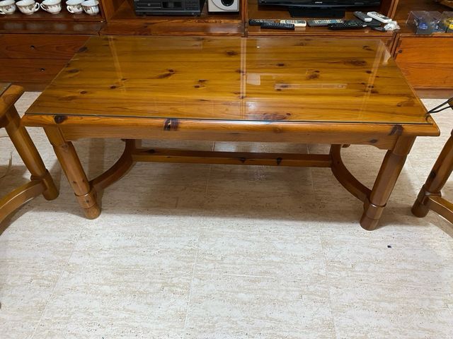 Conjunto mesas centro y auxiliares madera