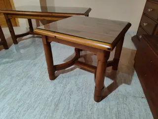 Conjunto mesas centro y auxiliares madera