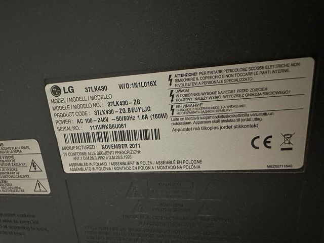 Televisor LG 37LK430-ZG Negro