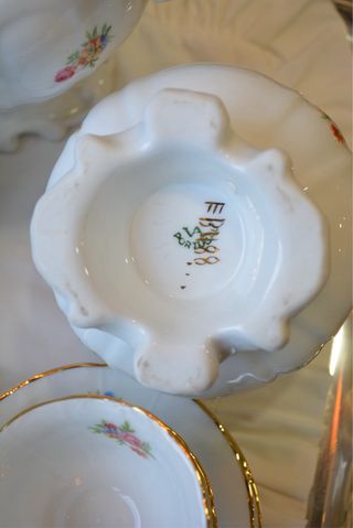 Conjunto Café Vista Alegre Porcelana Flores Dourad