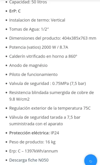 Termo eléctrico.No envío.