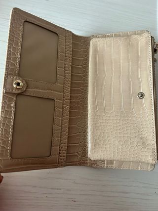 Cartera monedero Parfois beige efecto piel