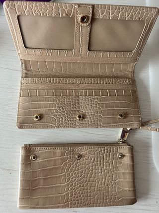 Cartera monedero Parfois beige efecto piel