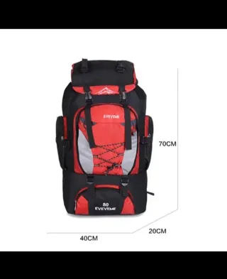 Mochila 80L Negra/Roja Camping, Senderismo. Nueva