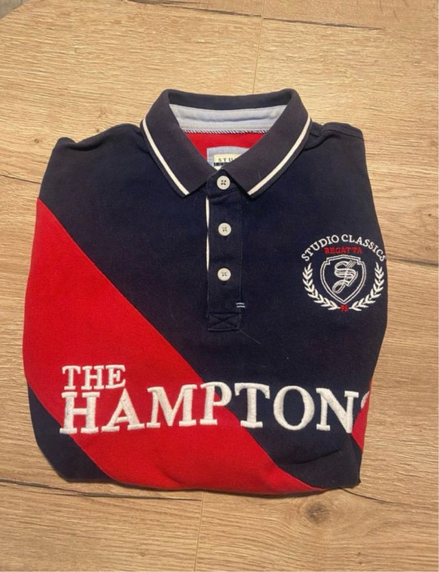 Polo Studio Classics azul y rojo