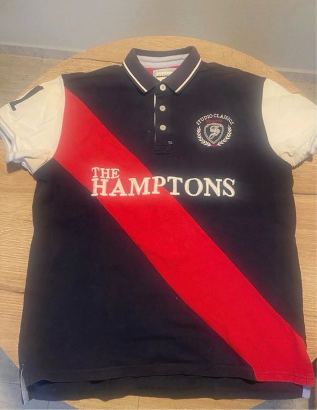 Polo Studio Classics azul y rojo