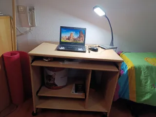 Escritorio de madera con ruedas