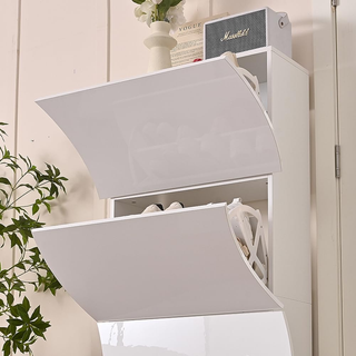 Scarpiera Ondulata in Legno con Finitura Lucida Bi