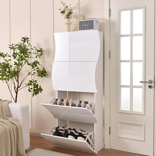 Scarpiera Ondulata in Legno con Finitura Lucida Bi