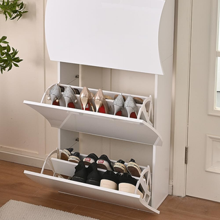 Scarpiera Ondulata in Legno con Finitura Lucida Bi