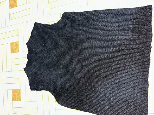 Chaleco ancho de punto gris