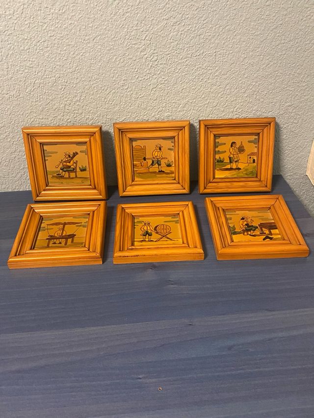 Set 6 Cuadros Cerámica Oficios Marrones