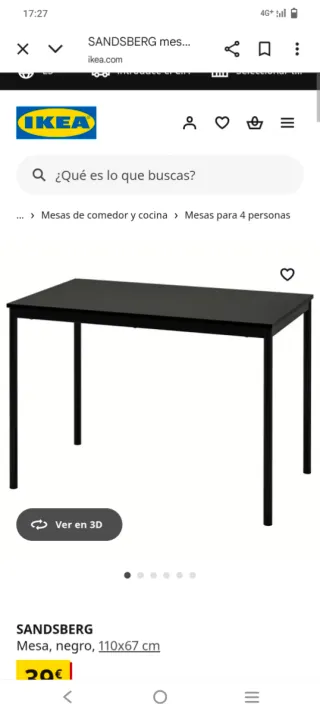 Mesa negra cocina/estancia madera y metal