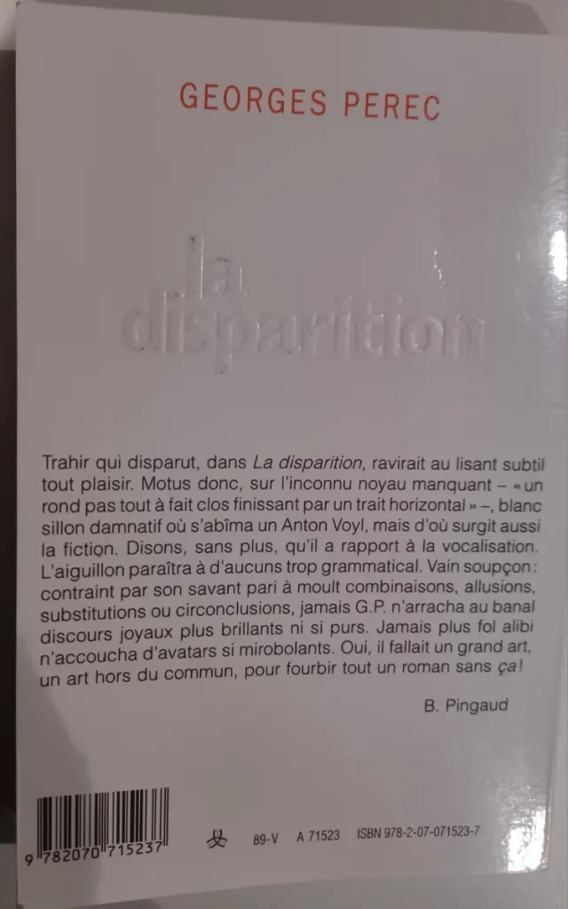 La Disparition (French Language Edition) (L'Ima...