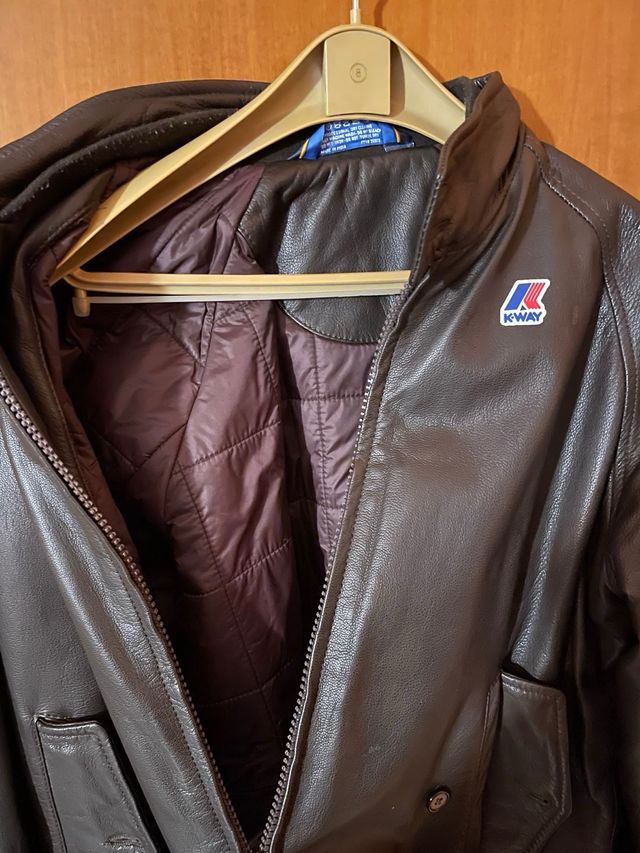 Giubbotto K-Way Uomo Pelle Marrone Taglia L