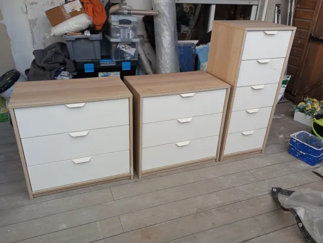 Conjunto 3 Cajoneras Madera y Blanco....