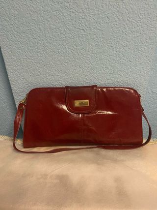 Bolso de piel burdeos vintage, tipo cartera