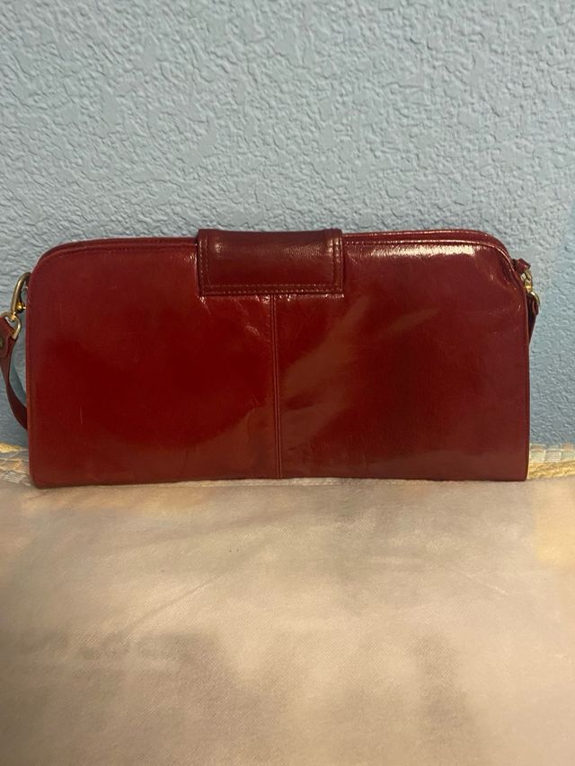 Bolso de piel burdeos vintage, tipo cartera