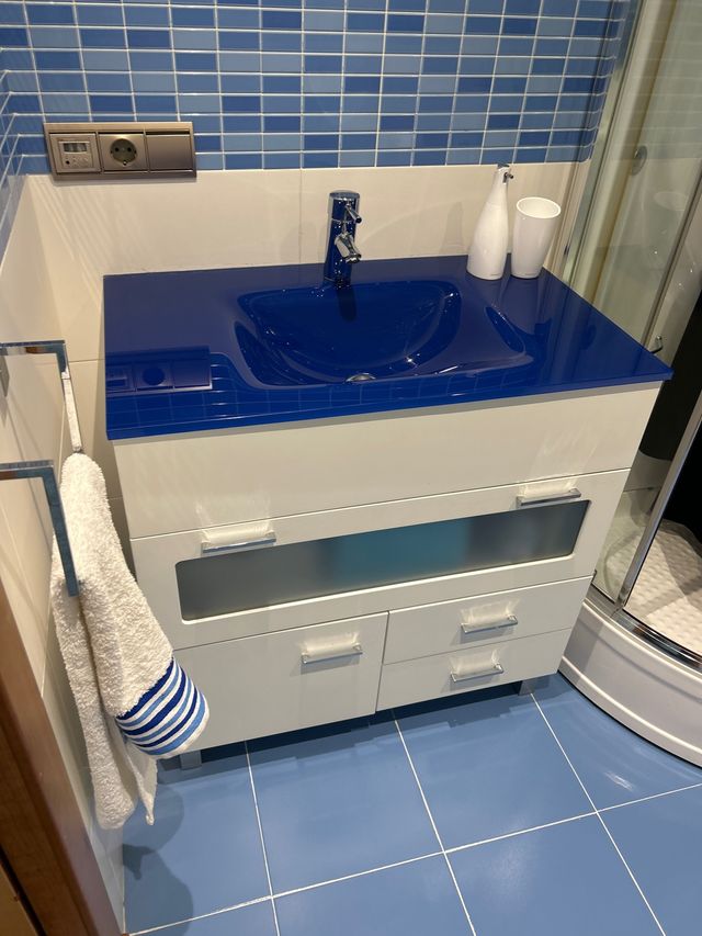 Mueble de baño azul y blanco de baño 80*50