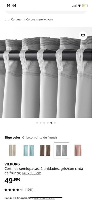 Cortinas IKEA semiopacas 2 unidades gris