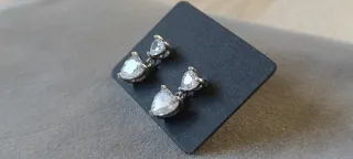 Pendientes de Plata Doble Corazón Brillante