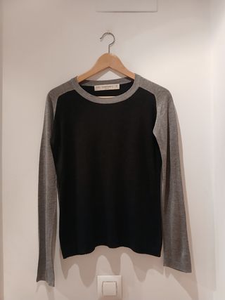 Jersey Zara Knit Negro y Gris Talla S