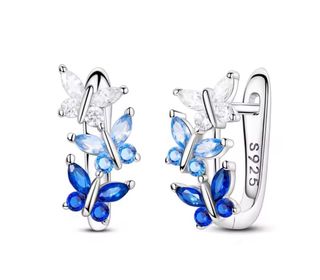 Pendientes Mariposa Azul Plata S925