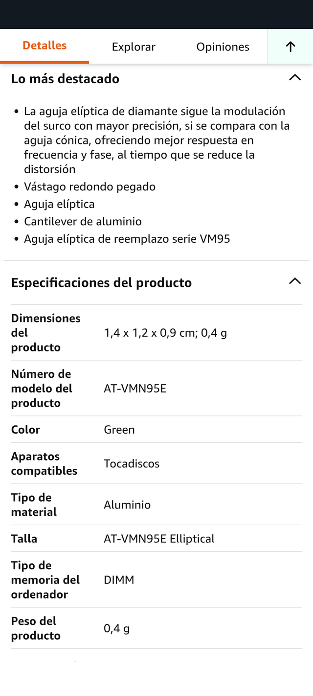 Aguja Audio Technica VMN95E NUEVA sin abrir