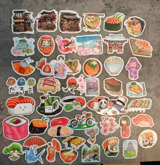 50 Pegatinas Japón: Comida, Cultura, Paisajes