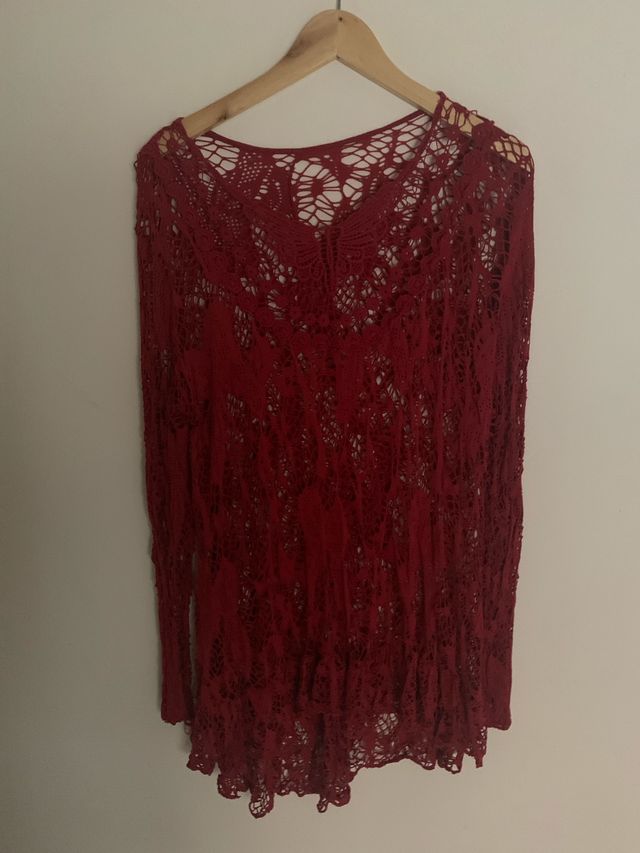 Camiseta de manga larga de encaje