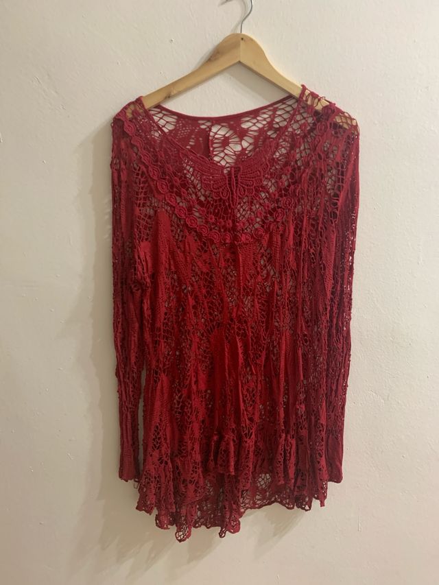 Camiseta de manga larga de encaje