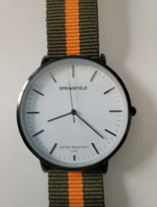 Reloj Springfield Blanco con Correa Verde y Naranj