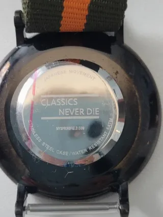 Reloj Springfield Blanco con Correa Verde y Naranj