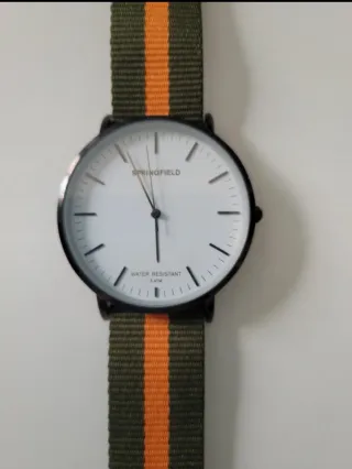 Reloj Springfield Blanco con Correa Verde y Naranj