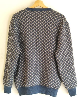 Jersey cashmere Claridge´s  azul geométrico