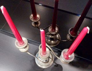 Candelabro metallo argentato 4 candele