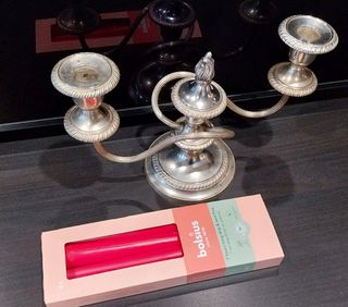 Candelabro metallo argentato 4 candele