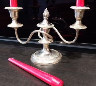 Candelabro metallo argentato 4 candele