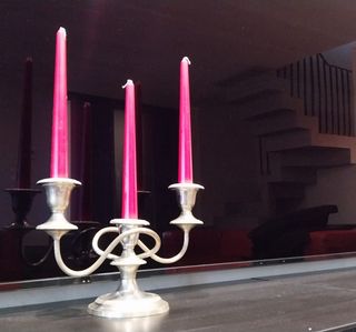 Candelabro metallo argentato 4 candele