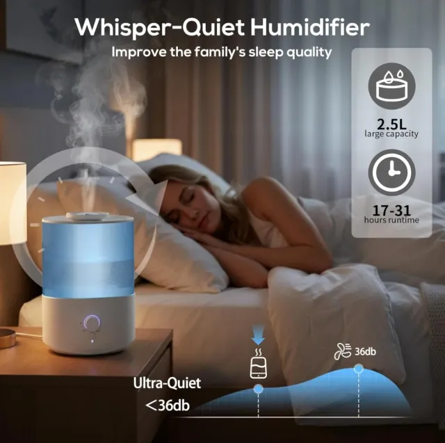 Humidificador de aire blanco y azul