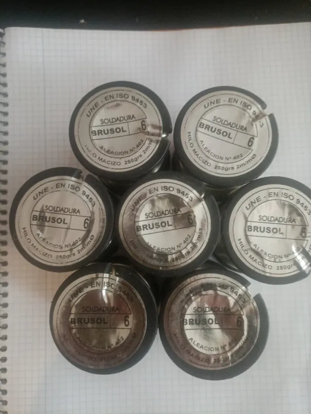 7 rotoli di stagno, marca Brusol 6% Ag
