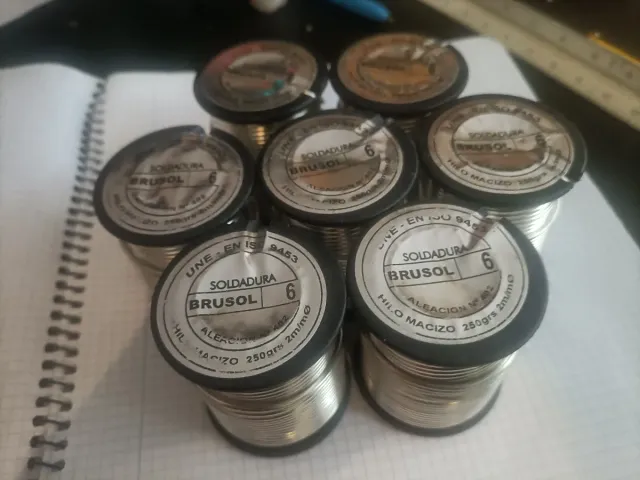 7 rotoli di stagno, marca Brusol 6% Ag