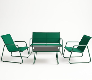 Set Salotto da Giardino con 2 Sedie, Divano e Tavo