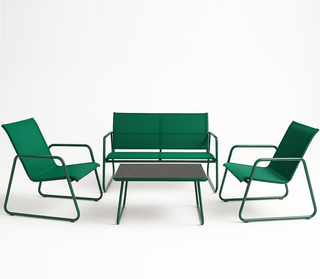 Set Salotto da Giardino con 2 Sedie, Divano e Tavo