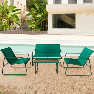 Set Salotto da Giardino con 2 Sedie, Divano e Tavo