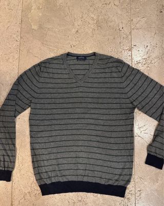 Jersey Massimo Dutti Rayas Gris y Verde