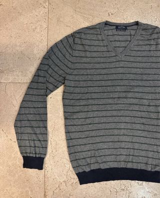 Jersey Massimo Dutti Rayas Gris y Verde