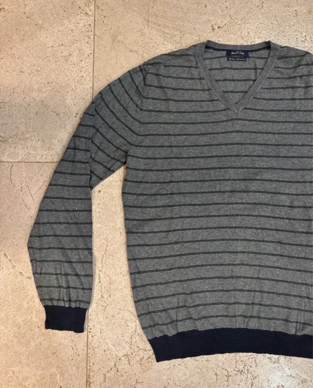 Jersey Massimo Dutti Rayas Gris y Verde