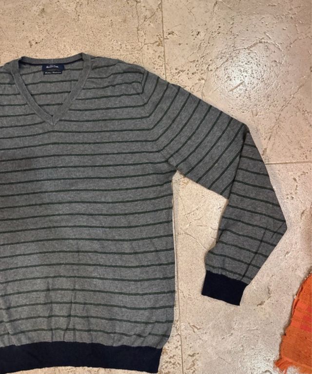 Jersey Massimo Dutti Rayas Gris y Verde